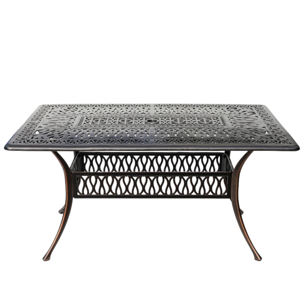 HLINÍKOVÝ STŮL "HASTINGS" ANTIQUE BRONZ 150 x 90 x 73 CM *4089