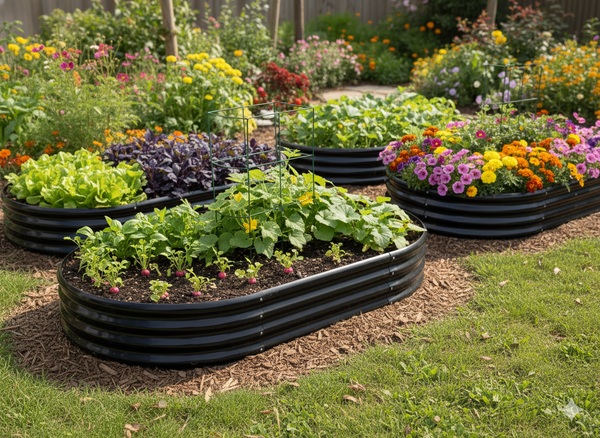 GRZĄDKA WARZYWNO-KWIATOWA 240 X 120 X 30 CM OWALNA ANTRACYT