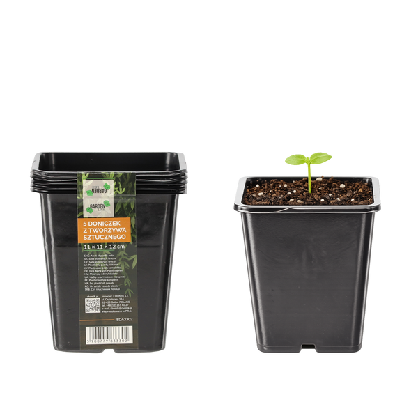 SET OF 5 PLASTIC POTS 11 X 11 X 12 CM