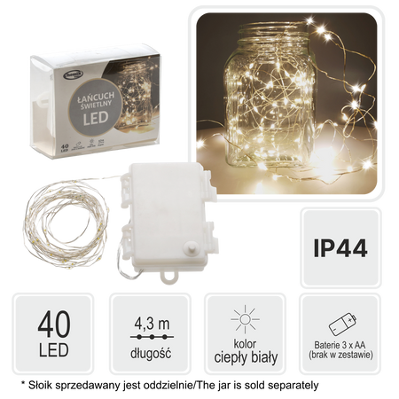 ȘERPA DE LUMINĂ CU SÂRMĂ DECORATIVĂ FUNCȚIONÂND PE BATERII CU 40 DE LEDURI ambalaj=20buc *2643