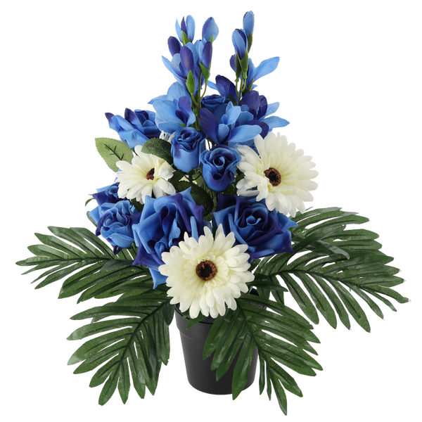 UMĚLÝ KVĚTINOVÝ VĚNEC V KVĚTINÁČI 43 CM MIX BARVY *2928