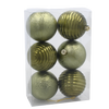 SET OF 6 BAUBLES 8 CM OLIVE/COPPER/GRAPHITE