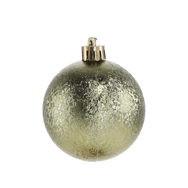 SET OF 24 BAUBLES 6 CM OLIVE/COPPER/GRAPHITE MIX DESIGNS