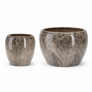 ZESTAW 2 OSŁONEK CERAMICZYCH NA DONICZKĘ - EFEKT MARMURU