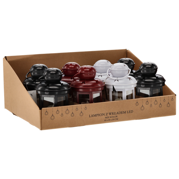 LAMPION S LED KARTOU 10 x 10 x 19 CM MIX BARV disp=12ks *3843