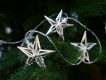 LED LIGHT CHAIN SILVER STARS 10 L WARM WHITE