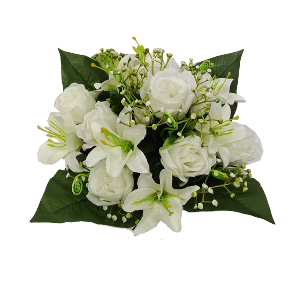 ARANJAMENT FLORAL ARTIFICIAL RĂNDURI ŞI LILIAC 25 x 27 x 27 CM MIX DE CULORI ambalaj=12 buc *2959