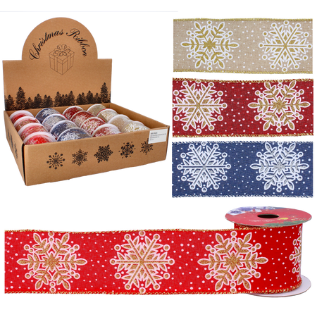FUNDAȚIE DECORATIVĂ DE SĂRBĂTORI 6,3CM X 2,7M ZĂPADĂ MIX DE CULORI ambalaj=16buc. *2251