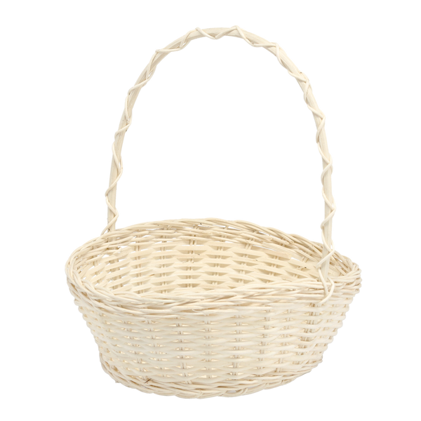 RATTAN BASKET 24/18 x 9/27 CM WITH HANDLE - WHITE
