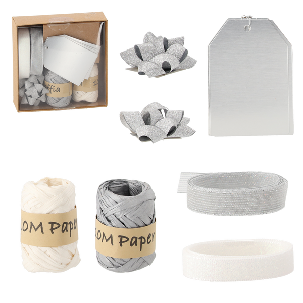VÁNOČNÝ BALENIE SADA - STRIEBORNÁ / BIELA 11 KUSOV *7588