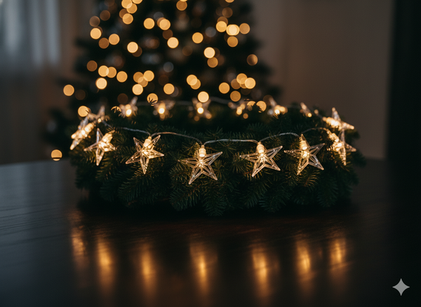 LED LIGHT CHAIN SILVER STARS 10 L WARM WHITE