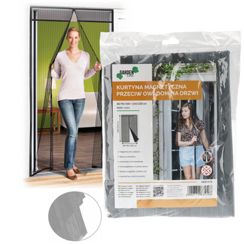 MAGNETICKÁ ZÁVĚRKA PROTI HMYZU NA DVEŘE 80/90/100 X 210/220 CM ŠEDÁ *5528