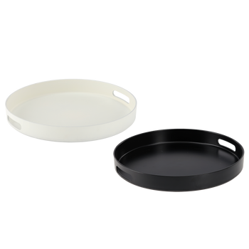 ROUND TRAY WITH HANDLES 33 x 33 x 4,2 CM WHITE / BLACK