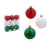 SET OF 9 BAUBLES 6 CM RED/GREEN/WHITE