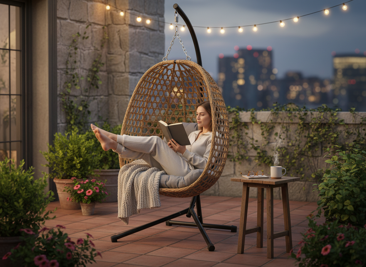 FOTEL WISZĄCY SKŁADANY FARON - NATURALNY, SZARA PODUSZKA, CZARNA RAMA pol_pl_FOTEL-WISZACY-SKLADANY-FARON-NATURALNY-SZARA-PODUSZKA-CZARNA-RAMA-9143_5