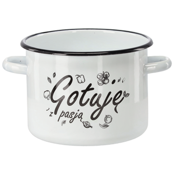 GARNEK EMALIOWANY 4,5 L 20 CM BIAŁY GOTUJĘ Z PASJĄ *2396