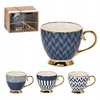 KUBEK PORCELANOWY 445 ML NA NÓŻCE GRANATOWY / ZŁOTY MIX WZORÓW opak=1szt *7963
