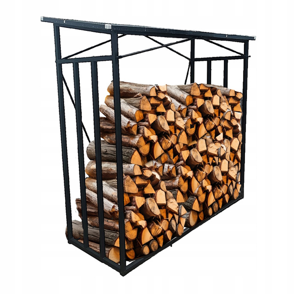 STOJAK METALOWY Z DASZKIEM NA DREWNO OPAŁOWE 185 cm x 70 cm x 185 cm *6332