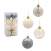 SET OF 16 ORNAMENTS 6 CM CHAMPAGNE/GRAY/WHITE