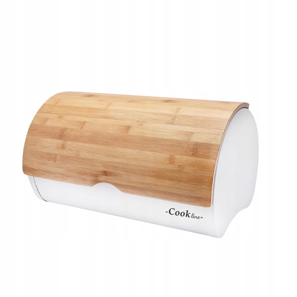 CHLEBAK SABROSO - EMALIOWANY Z POKRYWĄ BAMBUSOWĄ 38 x 25 x 18 CM BIAŁY *8909