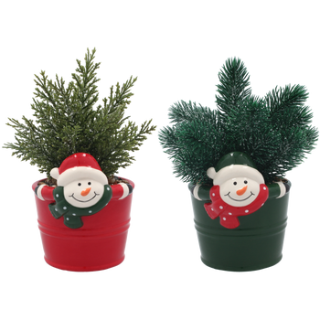 ARTIFICIAL PLANT IN DECORATIVE CERAMIC POT 10 x 17.5 CM MIXED DESIGNS