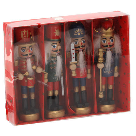 SET OF 4 CHRISTMAS DECORATIONS WOODEN SOLDIER 12.5 CM