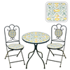 ZESTAW MEBLI OGRODOWYCH METALOWYCH MOZAIKA "LEMONIA" STÓŁ + 2 KRZESŁA