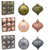 SET OF 9 BAUBLES 6 CM OLIVE/COPPER/GRAPHITE MIX DESIGNS