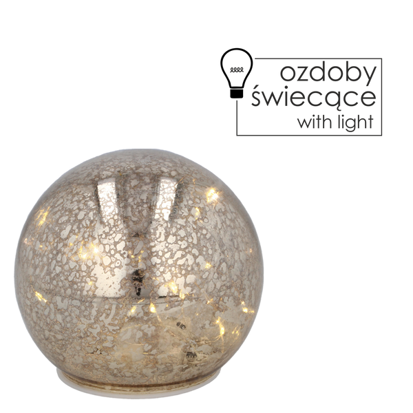 GLASS LED GOLD SPHERE 12 CM