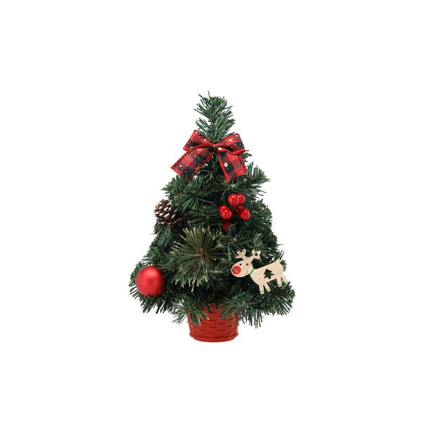 VÁNOČNÝ STROMČEK 30 CM ČERVENÝ S POINSETTIOU *2507