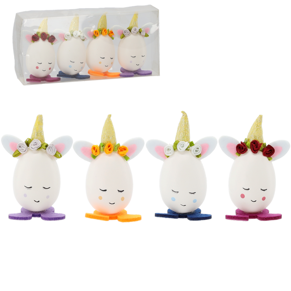 SET OF 4 EASTER DECORATIONS ASSORTED COLORS