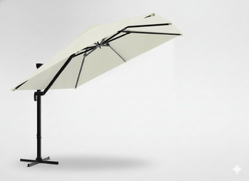 PARASOL OGRODOWY "ROMA" 3 x 4 M BEŻOWY Z POKROWCEM