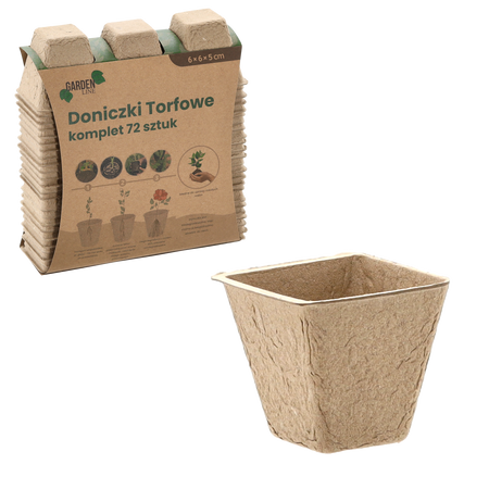 SET OF 72 PEAT POTS 6 X 6 X 5 CM PACK=6 SETS