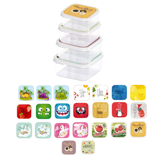 SET OF 4 SQUARE BOXES WITH PATTERN