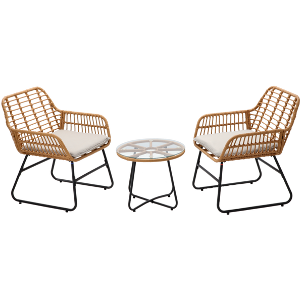 SET DE MOBILIER PENTRU GRĂDINĂ (2 SCUNE, MASĂ) - MARRON, PERNE - GRI *3408
