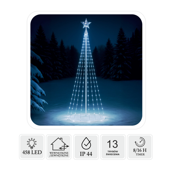 LED CONE CHRISTMAS TREE WITH STAR 3M 458L COLD WHITE IP44