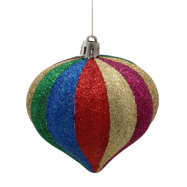 SET OF 3 CHRISTMAS ORNAMENTS - COLORFUL RIBBONS 8CM pack=12sets