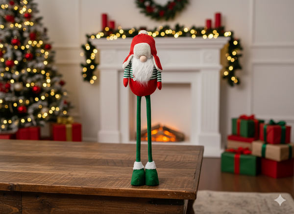 HOLIDAY GNOME WITH ADJUSTABLE LEGS 65 - 117 CM RED - GREEN