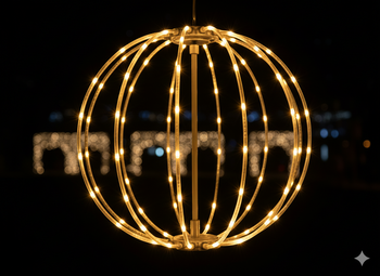 ŚWIĄTECZNA OZDOBA - KULA LED 50 CM 180L CIEPŁY BIAŁY + FLASH WEWN/ZEWN *1834