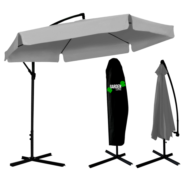 PARASOL OGRODOWY 3 M SZARY "BANANA" Z POKROWCEM *5316