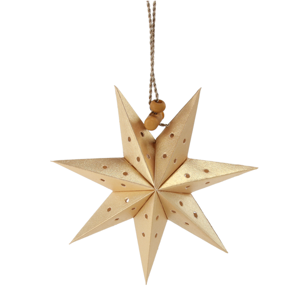 SET OF 8 MINI PAPER DECORATIVE STARS 10 CM GOLD/WHITE
