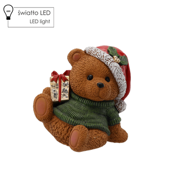 FIGURĂ DE CRĂCIUN - URS CU CADOU 28 X 22,5 X 29 CM LED *1056