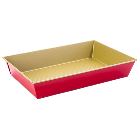 Plechová forma 30x11x7,5 cm s nelepivým ochranným povlakom zlatá červená *3528*