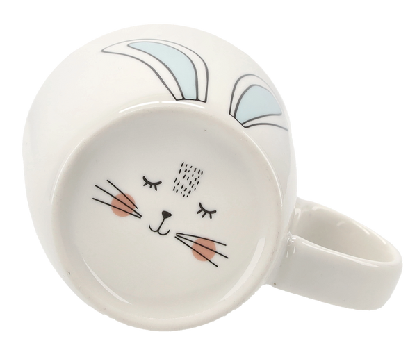 PORCELAIN MUG 270 ML RABBIT EARS WITH A FACE AT THE BOTTOM PACK=12PCS