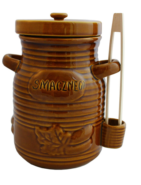 CERAMIC PICKLE JAR 3,5 L WITH TONGS HONEY