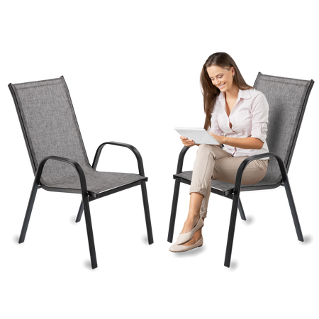 SET OF 2 GREY GARDEN CHAIRS 54 X 72 X 96