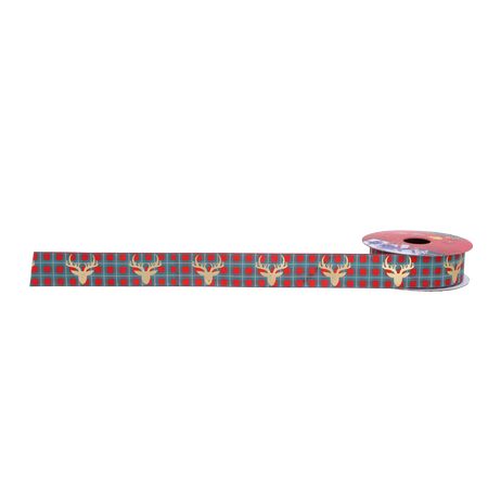 VÁNOČNÍ DEKORATIVNÍ STUHA 2,5 CM x 2,7 M MIX BARVY bal=36ks *4673