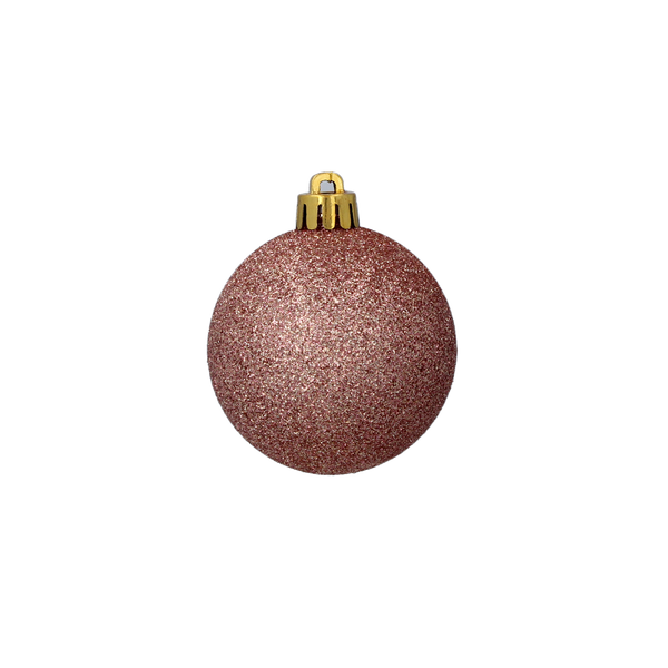 SET OF 6 BAUBLES 6 CM OLIVE/COPPER/GRAPHITE MIX DESIGNS