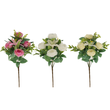 ARTIFICIAL BRANCH - ROSES AND LILIES 43 CM ASSORTED COLOURS