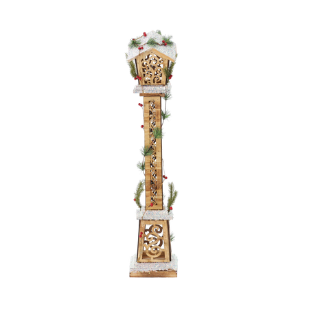 CHRISTMAS WOODEN BROWN LED LANTERN 16 x 16 x 85 CM